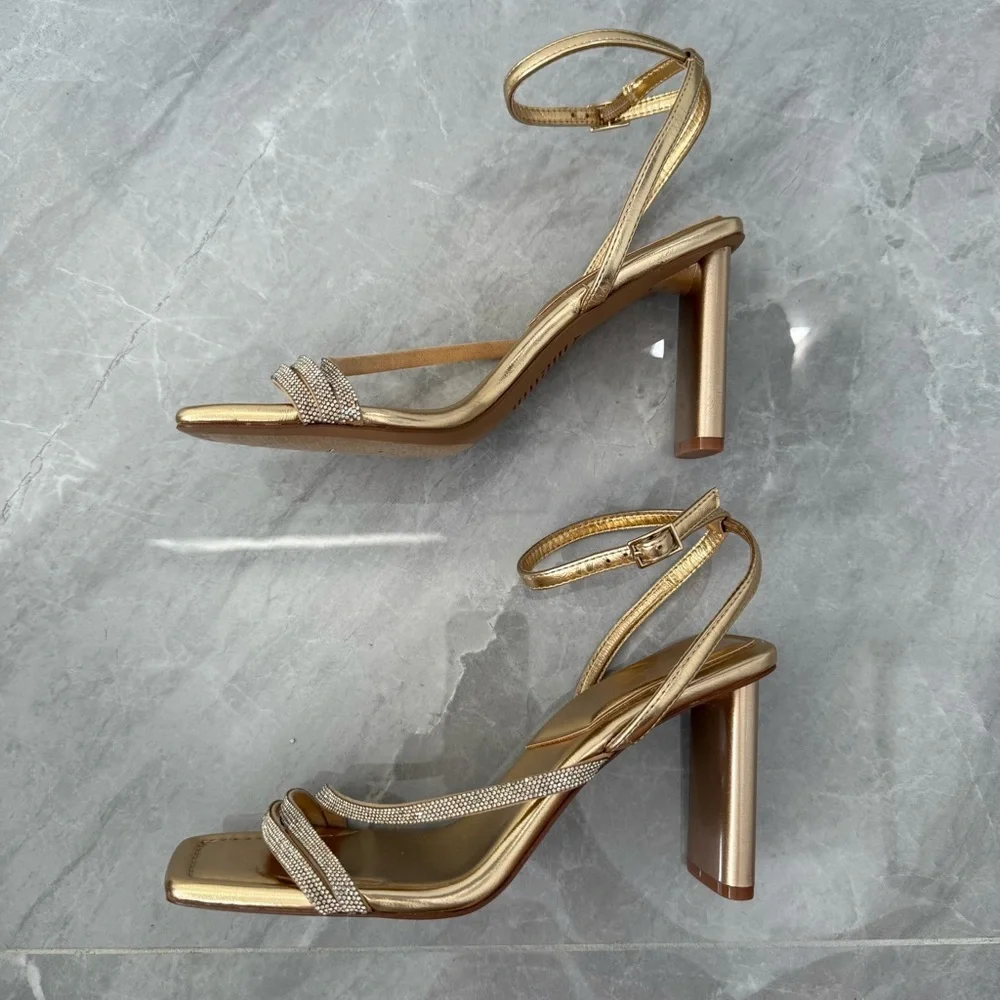 NWOT Women’s Aldo Melena Embellished Rhinestone Ankle Strap Shimmer Heels Size 9 - Picture 6 of 16